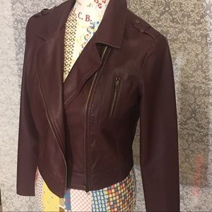 ModCloth Jack Burgundy Faux Leather Jacket